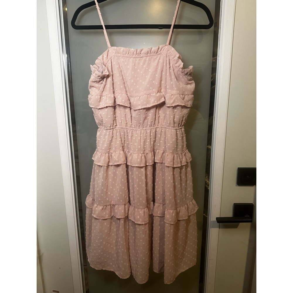 LISTICLE Size S Dusty Pink Swiss Dot Ruffled Dress - Picture 9 of 9
